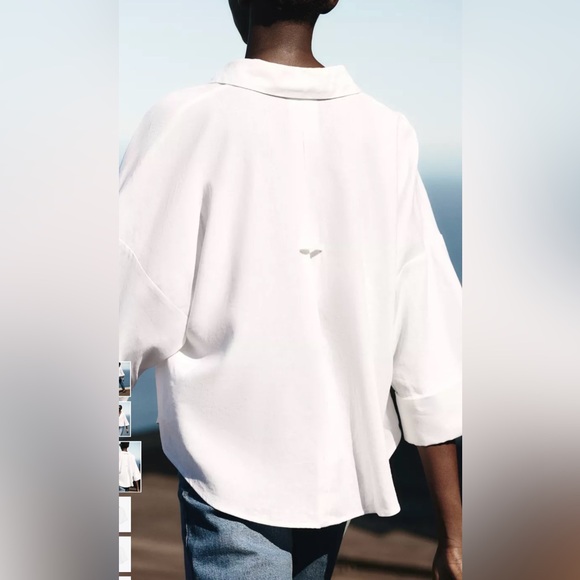 Zara Wide Sleeve Linen Shirt Small - Picture 6 of 9